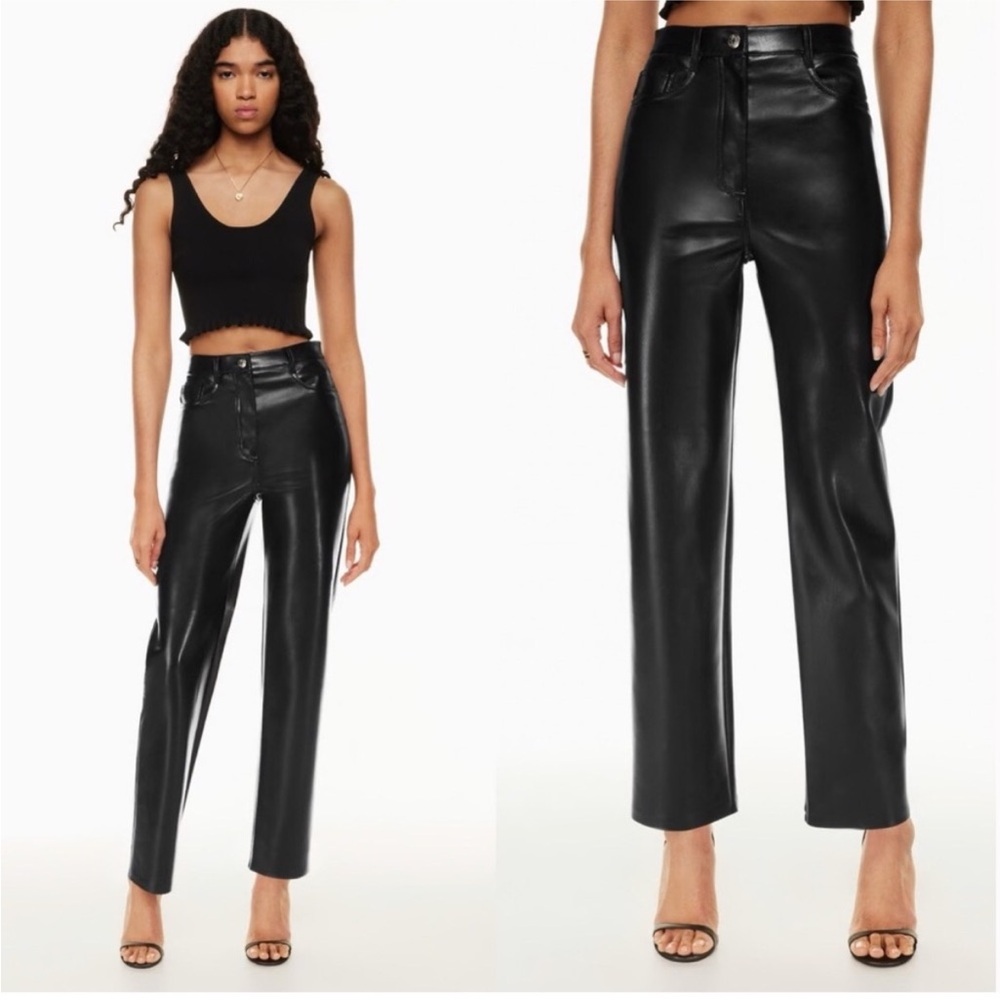Aritzia Wilfred Black Faux Leather Pants
